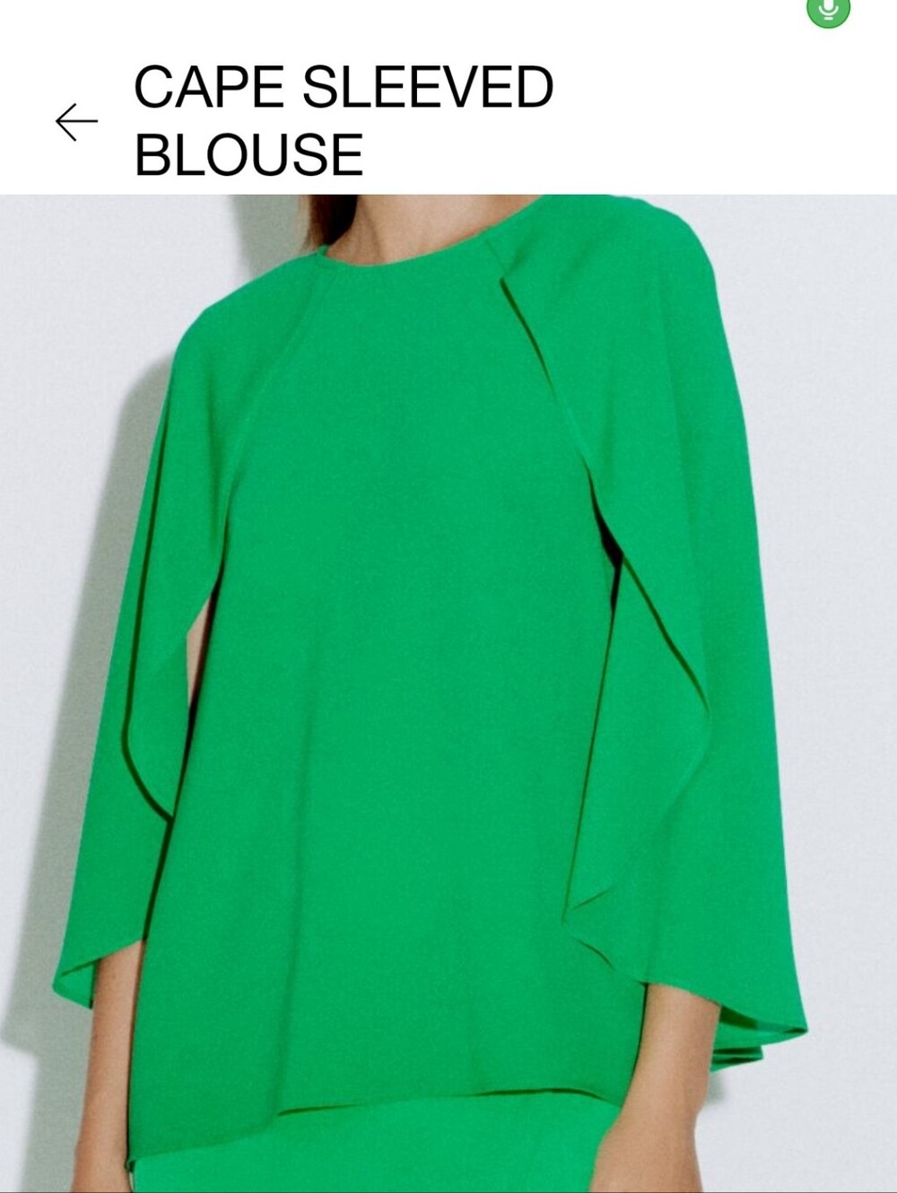 Green Blouse with Cape Sleeves